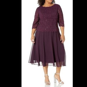 Alex Evenings Women's Sequin Lace Mock Dress